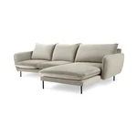 Beżowa narożna aksamitna sofa prawostronna Cosmopolitan Design Vienna