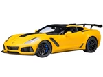 2019 Chevrolet Corvette C7 ZR1 Corvette Racing Yellow Tintcoat with Carbon Top 1/18 Model Car by Autoart