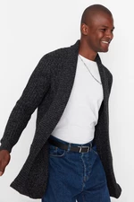 Trendyol Black Men's Regular Fit Shawl Collar Long Knitwear Cardigan.