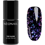 NEONAIL Top Glow gelový vrchní lak na nehty odstín Violet Aurora Flakes 7,2 ml