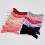 24Pcs/Lot Handtied Velvet Bow Hair Clip For Kids Ribbon Hairpins Children Hair Accessories