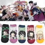 5Pcs Demon Slayer Short Socks Kimetsu No Yaiba Sock Men Women Boat Sock Tanjirou Nezuko Cosplay Cotton Harajuku Socks Calcetines