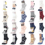 1pair Kawaii Women Animals Cartoon Socks Fashion Cute Happy Design Comfortable Colorful Cat Polka Dot Print Casual Sock
