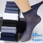 5 Pairs Bamboo Fiber Men's Socks Summer Breathable Thin Ice Silk Socks High Elastic Nylon Calcetines Business Casual Socks