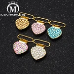 MIYOCAR special design bling heart shape safe gold pacifier clip pacifier holder good quality handmade material SP020