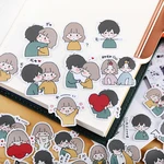 40pcs Handbook Cute Character Sticker Handbook Diy Photo Album Waterproof Translucent Decorative Stickers Sweet Couple