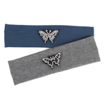 Newborn Butterfly Headband Cute Rhinestones Headbands Children's Solid Color Cotton Elastic Headwear for Baby HairBands Turban
