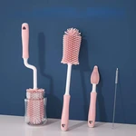 Silicone Bottle Brush 360 Degree Rotation Baby Pacifier Cup Nipple Cleaning Brushes Set Handheld Soft Head Food Grade Watering