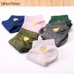 Women Embroidery Love Heart Glitter Socks Fashion Funny Gold Silver Silk Colorful Shining Sox Shiny Calcetines Mujer Dropship
