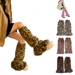 MXMA 1 Pair Women Leg Warmers Leopard Grain Plush Japanese Style Girls Ruffled Socks