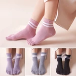 5 Pairs Spring Ankle Toes Socks Woman Girl Cotton Striped Solid Breathable Soft Elastic Invisible Socks 5 Finger Socks Harajuku