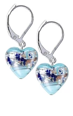 Lampglas Půvabné náušnice Ice Heart s ryzím stříbrem v perlách Lampglas ELH29