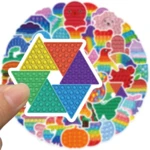 50PCS Bubblefidget Toy Stickers no repeating cartoon children's stickers pull bar box guitar personalized graffiti stickers