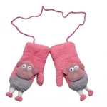 Zimní rukavičky se šňůrkou a kožíškem, Ovečka, Baby Nellys, růžové, 98/104, 13cm, vel. 98-104 (2-4r)
