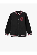 Koton College Jacket with Snap Buttons Printed