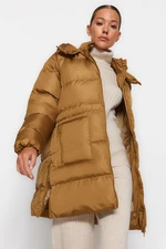 Trendyol Oil Green Oversized Hooded, Water-Repellent Inflatable Coat Trendyol Oil Green Oversized Hooded, Water-Repellent Inflatable Coat