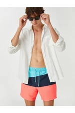 Koton Marine Shorts with Color Block, Lace-Up Waist