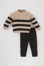 DEFACTO 2 piece Regular Fit Striped Tricot Set