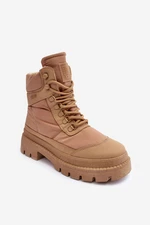 Women's Trappers Insulated Platform and Flat Heel Ankle Boots Big Star Beige Women's Trappers Insulated Platform and Flat Heel Ankle Boots Big Star Beige