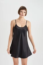 DEFACTO Regular Fit Crew Neck Satin Woven Dress