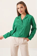 By Saygı Leopard Embroidered Shirt Green