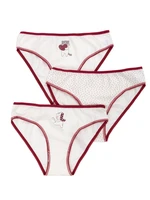 Burgundy print ecru panties, pack of 3