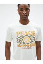 Koton Slogan Printed T-Shirt Crew Neck Slim Fit Cotton