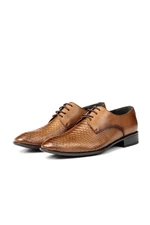 Ducavelli Croco Genuine Leather Men's Classic Shoes, Derby Classic Shoes, Lace-Up Classic Shoes.