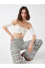 Koton Strapless Crop Blouse with Tie Detailed
