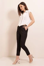 By Saygı High Waist Short Ankle Pencil Pants with Side Pockets.