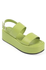 Capone Outfitters Capone Women's Chunky Double Strap Wedge Heels Pistachio Women's Flatform Sandals Capone Outfitters Capone Women's Chunky Double Strap Wedge Heels Pistachio Women's Flatform Sandals