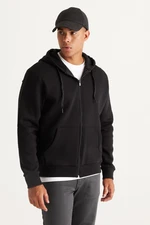 AC&Co / Altınyıldız Classics Men's Black Standard Fit Regular-Fit Fleece 3 Thread Hooded Zipper Sweatshirt Jacket AC&Co / Altınyıldız Classics Men's Black Standard Fit Regular-Fit Fleece 3 Thread Hooded Zipper Sweatshirt Jacket