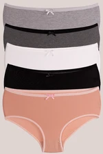 armonika Women's Mixed Cotton Lycra High Waist Bato Panties 5 Pack