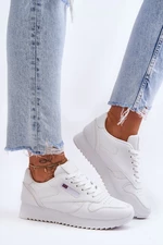 Sport shoes leather lace-up platform White Merida