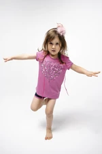 Girls' Ontega pyjamas, short sleeves, shorts - amaranth/navy blue