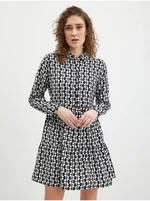 White and Black Women Patterned Shirt Dress ONLY Sandy - Women