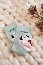 Women's Funny Dog Socks In the Cup Green