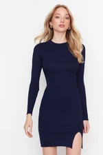 Trendyol Navy Blue Body-fitting Mini Knitwear Basic Dress