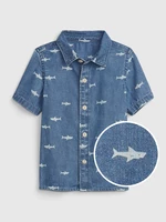 GAP Dětská džínová košile žralok Washwell - Kluci
