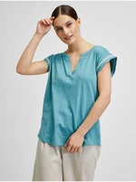 Blue Women's T-Shirt with Decorative Details Brakeburn - Women