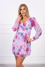 Airy dress with floral motif of blue color