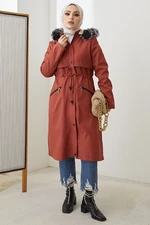 InStyle Zipper Pocket Leatherette Coat - Tiles