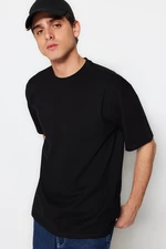 Trendyol Black Basic 100% bavlna Uvolněné/pohodlné tričko
