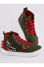 Denokids chlapecké khaki tenisky s motivem dinosaura