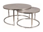Konferenční stolek 2 ks  PORTAFINO Stříbrná / šedá,Konferenční stolek 2 ks  PORTAFINO Stříbrná / šedá