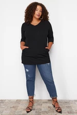 Trendyol Curve Black Three-Quarter Sleeve Knitted Blouse