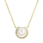 Evolution Group Pozlacený náhrdelník s pravou říční perlou a zirkony 22039.1 (řetízek, přívěsek)