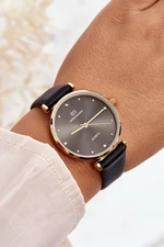 Dámské hodinky Giorgio&Dario na koženém řemínku černé