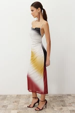 Trendyol Multi Color Gradient Knitted Lined Tulle Elegant Evening Dress