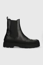 Kožené kotníkové boty Calvin Klein CHELSEA BOOT HIGH pánské, černá barva, HM0HM01215